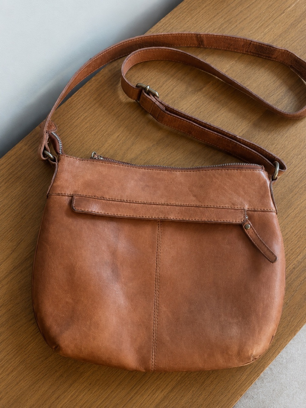 Woven Leather Crossbody Bag - Tan/Light Brown - Picture 4 of 4